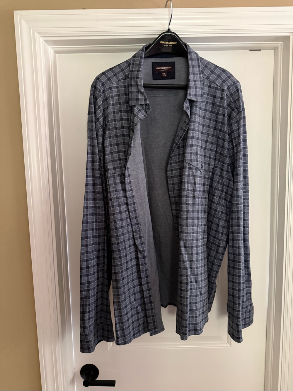 Johnston & Murphy Gray Plaid Lightweight Shirt